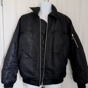 VTG TRADESMAN military aviator style jacket nylon black orange workwear Mens M